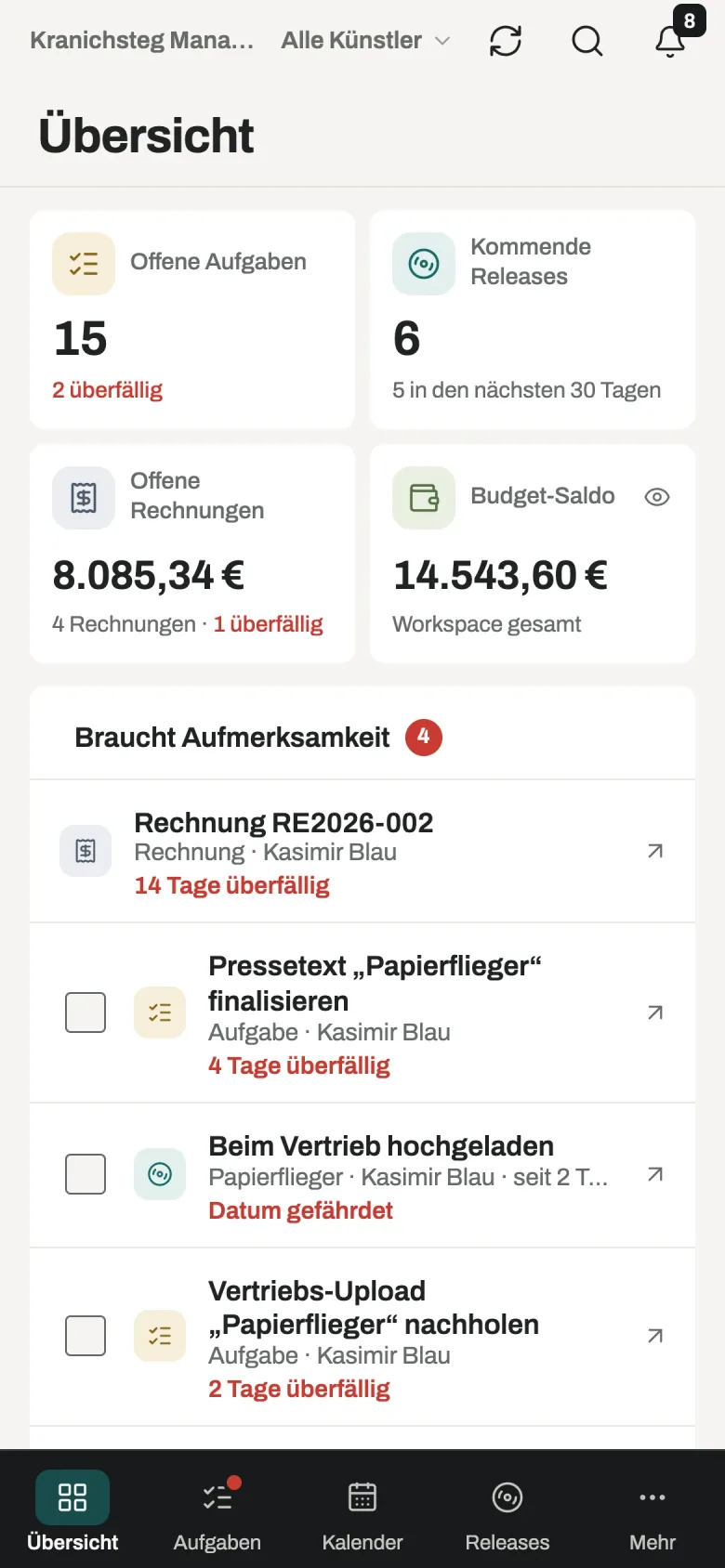 Zeptha auf dem Handy: Übersicht